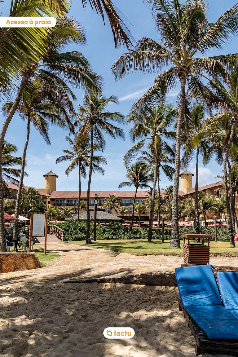 Suíte vista mar em resort na beira da praia no Porto das Dun