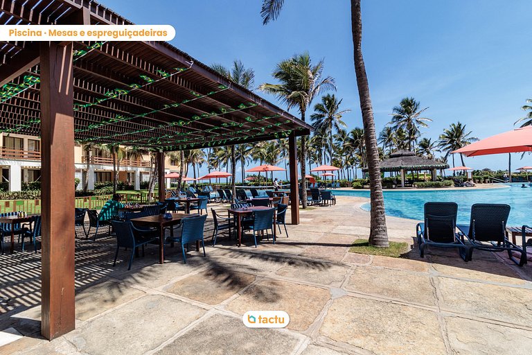 Suíte vista mar em resort na beira da praia no Porto das Dun
