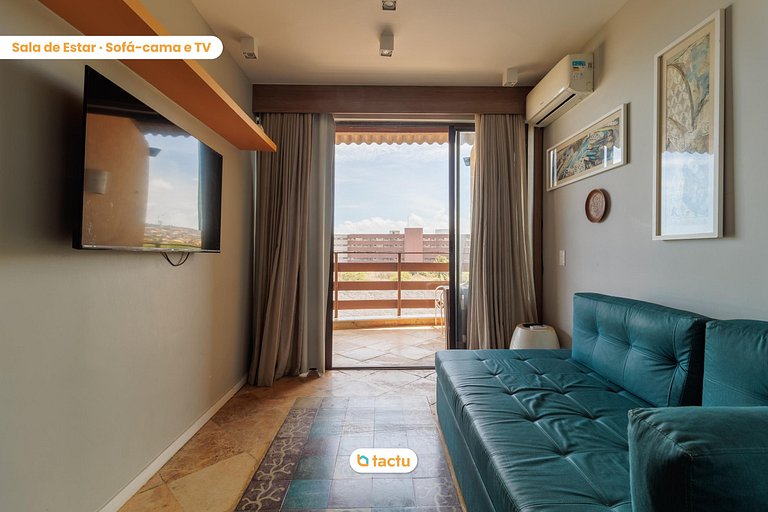 Suíte vista mar em resort na beira da praia no Porto das Dun