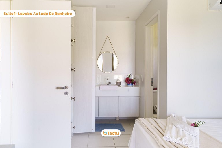 Apartamento com linda vista jardim e mar no VG Sun