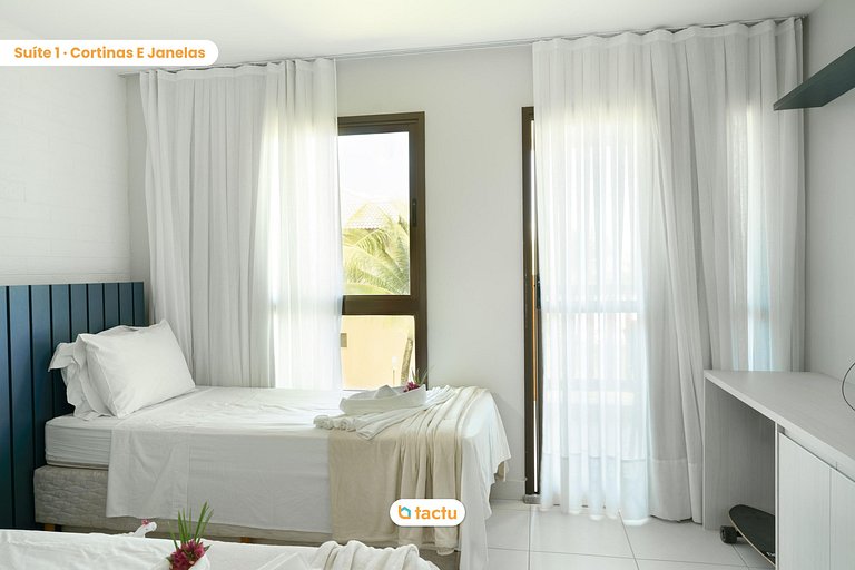 Apartamento com linda vista jardim e mar no VG Sun